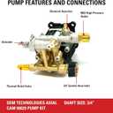 OEM Technologies 90029 Replacement Pressure Washer Pump Kit, 3400 PSI, 2.5 GPM, 3/4" Shaft, Includes Hardware and Siphon Tube, for Residential and Industrial Gas Powered Machines