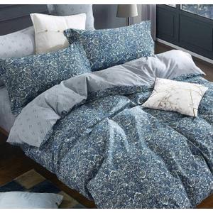 SLEEPBELLA Duvet Cover Set 600 Thread Count Cotton Bedding Set (Twin, Blue-Paisley)