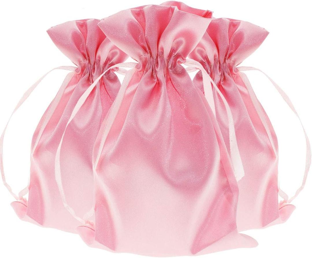 5" x 8" Pink Satin Gift Bags, Jewelry Bags, Wedding Favor Drawstring Baby Shower Christmas 50 per Pack