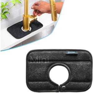 The Original Ternal Sinkmat Drip Catcher & Splash Guard, Faucet Mat for Sinks  Absorbent Microfiber, Machine Washable Counter Protector & Drying Mat for Kitchen, Bathroom or RV [Black, Mini, 1 Pack]