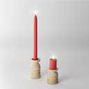 Stone Taper Candle Holder Set Natural Travertine Marble Candle Holder for Pillar Candles Tea Light Candles with Natural Stone Holes for Home Decor, Weddings, Parties and Table Centerpieces (White)