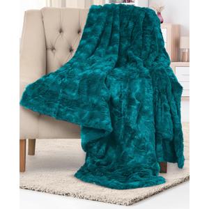 Everlasting Comfort Soft & Comfortable Teal Faux Fur Throw Blanket for Couch - (50"x65") Minky & Fluffy Fall Blankets & Throws, Plush Fuzzy Cover for Bed, Sofa & Living Room - Cozy Home Decor