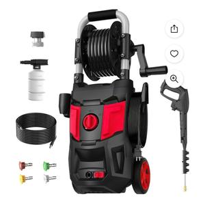 Electric Pressure Washer,4800PSI Max 3.2 GPM 20FT Hose,35FT Power Cord 4 Different Tips Foam Cannon Power Washer Red