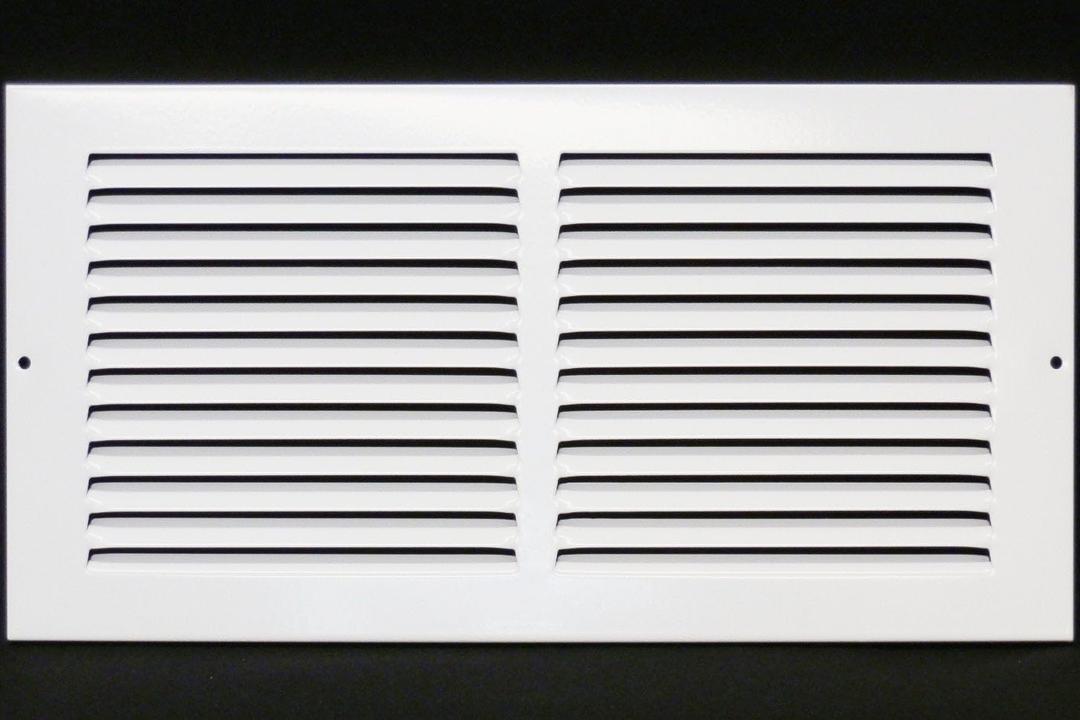 HVAC Premium 14'' x 8'' [Duct Opening] Flat Stamped Steel Return Air Grille - Sidewall and Ceiling - HVAC Vent Duct Cover - White [Outer Dimensions: 15.75''w X 9.75''h]