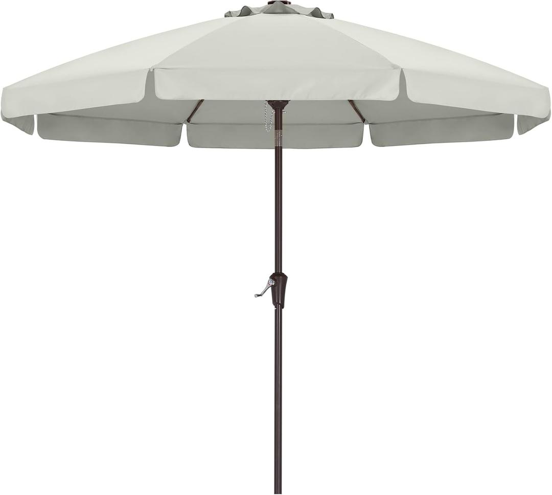 ABCCANOPY Patio Umbrella 9ft, Outdoor Table Umbrella with Push Button Tilt and Crank, 8 Ribs Umbrella for Patio Pool Garden Deck (Light Beige)