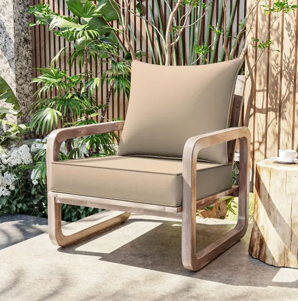 Outdoor Seat Cushion Set 24 x 24 x 4 Inch, Patio Chair Pillows and Cushions with Removable Cover, Waterproof & Fade Resistant, Replacement Deep Seat Cushions for Garden Patio Furniture