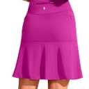 SANTINY 19" Golf Skorts Skirts for Women Zipper Pockets Knee Length Skort Women's High Waist Athletic Tennis Skirt (Rose_S)