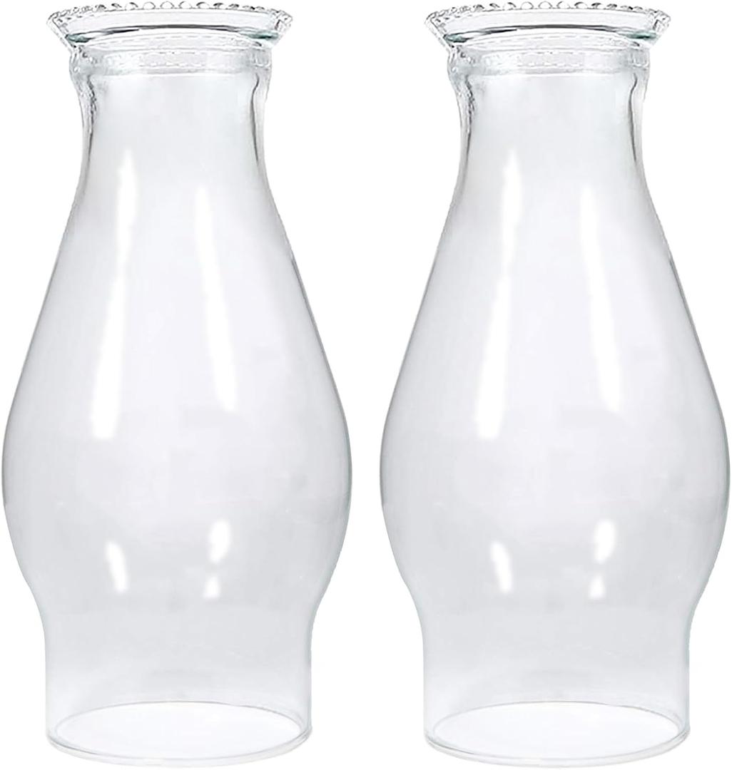 2 Pieces Oil Lamp Chimney 3 Inch Base 8 2/8 Inch Height Kerosene Lamp Shade Tall Clear Glass Replacement Lamp for Oil and Kerosene Style Lamps