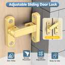 YogePote 90/180 Degree Sliding Barn Door Lock, Adjustable Zinc Alloy Security Door Locks and Latches for Closets, Windows, Liquor Cabinets, Garden/Fence/Shed/Wooden Gate (Gold-2PCS)