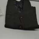 Ceehuteey Mens Suit Vest Waistcoat Tweed Retro V Neck Wool Herringbone for Prom (Black), Large