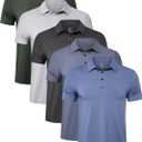 TELALEO 4/5 Pack Mens Polo Shirts Quick Dry Short Sleeve Golf T Shirt Performance Moisture Wicking Casual Workout (XX-Large, Black/Light Grey/Green/Light Blue/Blue(5 Pack))