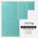 REDKISS Teal Towels Set 6 Piece Cotton Towel Sets with 2 Bath Towels, 2 Hand, 2 Washcloths, 650GSM Hotel Quality, Soft, Highly Absorbent Towels for Bathroom Gym, Ideal Everyday Use