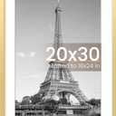 Upsimples 20x30 Poster Frame, Display Pictures 16x24 with Mat or 20x30 Without Mat, Wall Hanging Picture Frame, Gold, 1 Pack