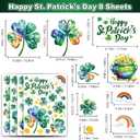2 x St Patricks Day Window Clings for Glass Windows, Saint Patrick's Day Shamrock Decor, Spring Window Sticker Decal for Gifting and Holidays, 8 Sheets