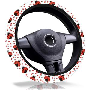 Ladybug Steering Wheel Cover,Non-Slip Breathable Neoprene Steering Wheel Covers,Ladybugs Car Accessories and Car Decor,Ladybug Gifts for Women,Men Universal 15 Inch Fit Auto,SUV,Truck