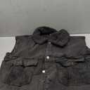 Womens Loose Sherpa Fleece Lined Denim Vest Casual Sleeveless Button Down Jean Vest Jacket, L