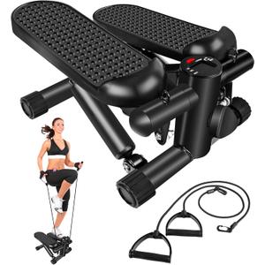 Hydraulic Fitness Stepper with LCD Monitor - Mini Stepper and Resistance Bands