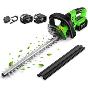 TaskStar 22" Cordless Hedge Trimmer with 2 Pack 4.0Ah Batteries, 20V Electric Handheld Shrub & Bush Trimmer, Dual-Action Blade, All-Around Safety Switch, Battery Powered Trimming Garden & Yard Tool