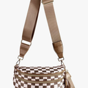 Spacious Checkered Nylon Crossbody Bag Bum Bag Checkered Handbags Wallets for Women