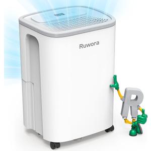 Dehumidifier for Home, Dehumidifier 4500 Sq.Ft 50 Pint, Dehumidifiers with Drain Hose, 0.66 Gallon Water Tank, RUWORA Dehumidifiers for Basement Bedroom Bathroom, Overflow Protection, 24H Timer