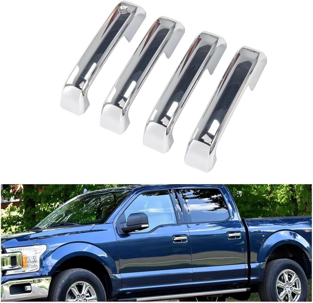 AUCERAMIC 4 PCS Chrome Door Handle Covers Trims Fit for 2015-2020 Ford F-150 2017-2022 Ford F-250/F-350/F-450/F-550 Super Duty W/O Smart Keyhole No sensors