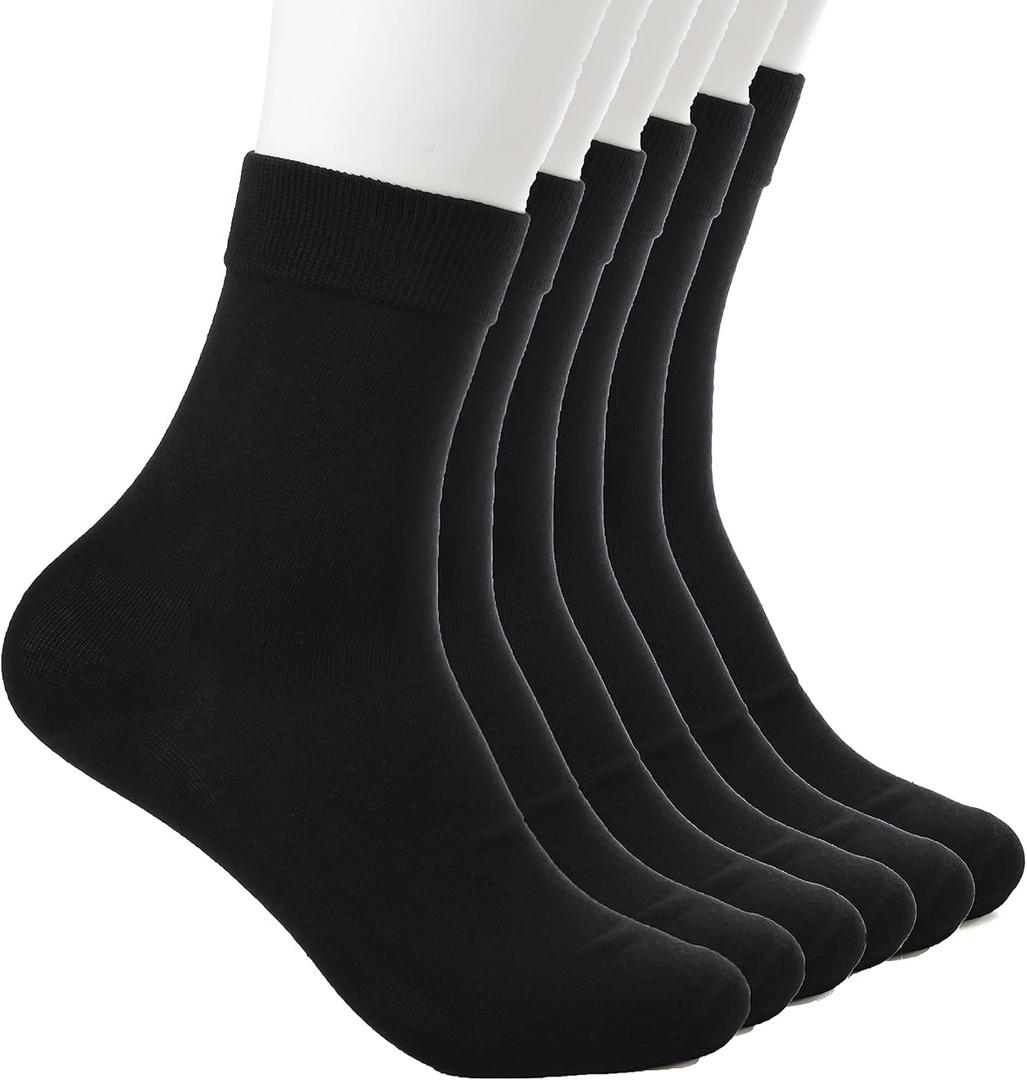 Cotton Mid Calf Crew Socks For Unisex,Soft Breathable Dress Socks For Business, Trouser, Casual 6 Pairs(Black 7-11)