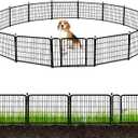 ADAVIN 24 in(H) Garden Fence with Gate, 14 Panels Heavy Duty Iron Metal Animal Barrier Fence, Camping Fence, Garden Fences and Borders for Dogs,Total 34.5 Ft(L), Black