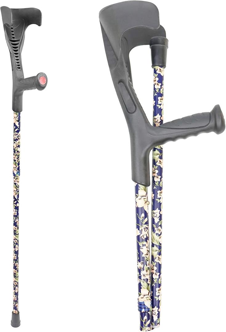 PEPE Mobility Folding Crutches for Adults, Open Cuff, Adjustable Height, Aluminium, Orthopaedic, Elbow Crutches Women and Men, Black