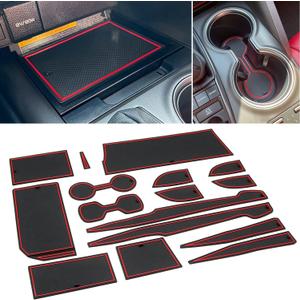 for Toyota Camry Accessories 2018 2019 2020 2021 2022 2023 2024 Custom Cup Holder Insert, Center Console Liner Organizer Door Pocket Mats Pad (Red Trim) - 16 Pcs Set