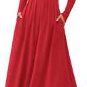 BTFBM Long Sleeve Dress for Women Spring Clothes 2026 Pockets Business Casual Pleated Fall Wedding Guest Dresses