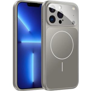 TOBOVON for iPhone 13 Pro Max Case with Camera Lens Protector, Compatible with MagSafe, Slim Matte Magnetic Shockproof Phone Cover for iPhone13 ProMax, Titanium Gray