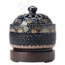 Ceramic Holder Electric Incense Burner Enamel Built-in LED Lights Simulate Flames, Classical, Elegant and High-end Hollow Design