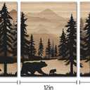 WELMECO Rustic Cabin Decor Bear Wall Art Framed Canvas Art Farmhouse Bedroom Bathroom Living Room Decor 12"x16" x 3Pieces