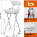 UWEAR Folding Bar Stool with Back,Tall Foldable Stool Seat Padded Portable Stools Counter Height Foldable Stools Chairs,Collapsible Stool for Adults Kitchen Island Guitar Barstools (White)