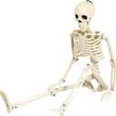 36" Skeleton Halloween Decoration, 3FT Full Body Posable Skeleton Realistic Human Bones with Posable Joints for Halloween Pose Prop Decor Yard Lawn Garden Patio Outdoor Haunted House Decorations