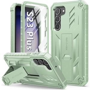 FNTCASE for Samsung Galaxy S23+Plus Case: Dual Layer Protective Textured Cover & Rugged TPU Shell with Kickstand | Military Grade Drop Protection | Heavy Duty Cell Phone Protector(Lime Green)