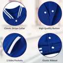 Yousie Girls Kids Varsity Jacket Fleece Lightweight Jacket with Pockets 7-14 Years (Blue)