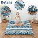 Zelladorra Japanese Floor Mattress, Futon Mattress with Portable Storage Bag and Washable Cover, Roll Up Thick Tatami Mat Suitable for Camping, Guest Room (Blue Striped Jacquard, Full)
