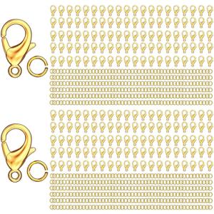 700Pcs Lobster Claw Clasps and Open Jump Rings Set, 14K Gold and Silver Necklace Clasps and Closures Lobster Parrot Trigger Clasp for Jewelry Making
