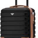 Flight Knight Carry On Suitcase 16.25x13.5x8 Hardside TSA Lock USB Port Lightweight Luggage Silent Double Spinner Wheels Maximum Underseat Carry-On Bag For Virgin South West Approved Black/Tan