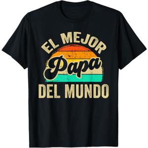 El Mejor Papa Del Mundo Vintage Retro Father Dad Grandpa T-Shirt (Black, XL)