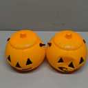 ABOOFAN 2Pcs Plastic Pumpkin Bucket Halloween Pumpkin Basket with Lids Trick or Treat Candy Holders for Halloween Party Supplies