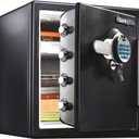SentrySafe Fireproof and Waterproof Home Safe with Biometric Fingerprint Lock, Keypad, and Key Lock for Securing Money, Jewelry, Documents, 1.23 Cubic Feet, SFW123BTC