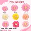 Geyee 18 Pcs Mexican Paper Flowers Colorful Fiesta Tissue Paper Flowers Pom Poms Mexican Carnival for Floral Party Backdrop Wedding Birthday Party Craft, 6" 8" 10" (Vivid Color)
