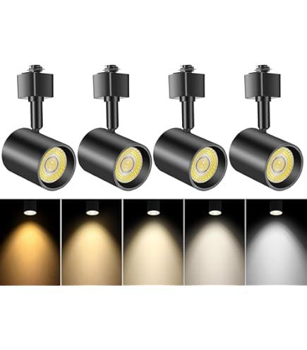 Lmaadri 12W Track Lighting Heads, LED Dimmable H Type Track Lighting fixtures,3-Color Selectable 3000K-4000K-6000K for Kitchen Accent, Art Exhibition Lighting, Flicker Free CRI90+ (Black 4 Pack)