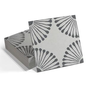 16-Sheet Peel and Stick Floor and Wall Tile, 9" x 9" Gray Stone Composite Self Adhesive Vinyl Flooring, Patterned Flower Groutable Backsplash Tile for Kitchen Bathroom Shower