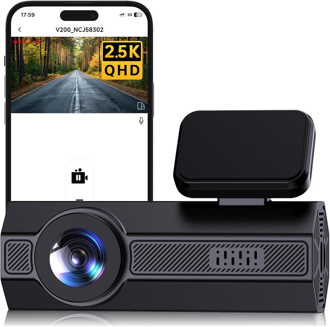 1440P Dash Cam, 2.5K Dash Camera for Cars with APP, WDR Night Vision, 24/7 Parking Mode, 160°Wide, G-Sensor