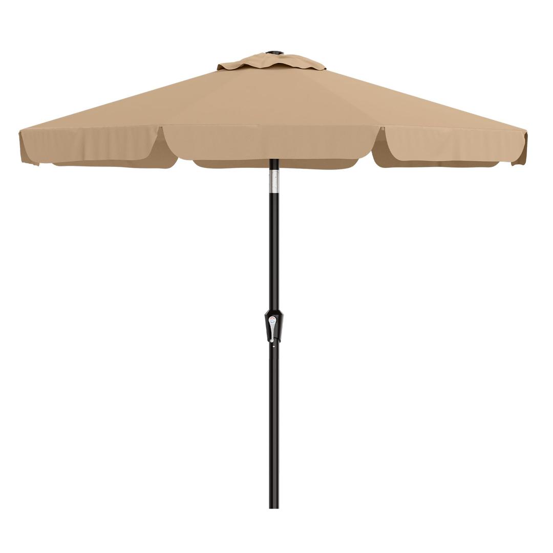 AreShark 9FT Valance Patio Umbrella, Outdoor Table Umbrella with Tilt and Crank, Outdoor Market Umbrellas W/ 8 Sturdy Ribs UV Protection for Garden, Deck, Backyard and Pool, Beige