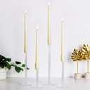 Hewory Glass Taper Candle Holders: 4 Pcs Clear Vintage Candlestick Holders Tall Candle Sticks Holder Decor, Glass Candle Holder for Table Centerpiece Wedding Christmas Advent Holiday Party Decorations
