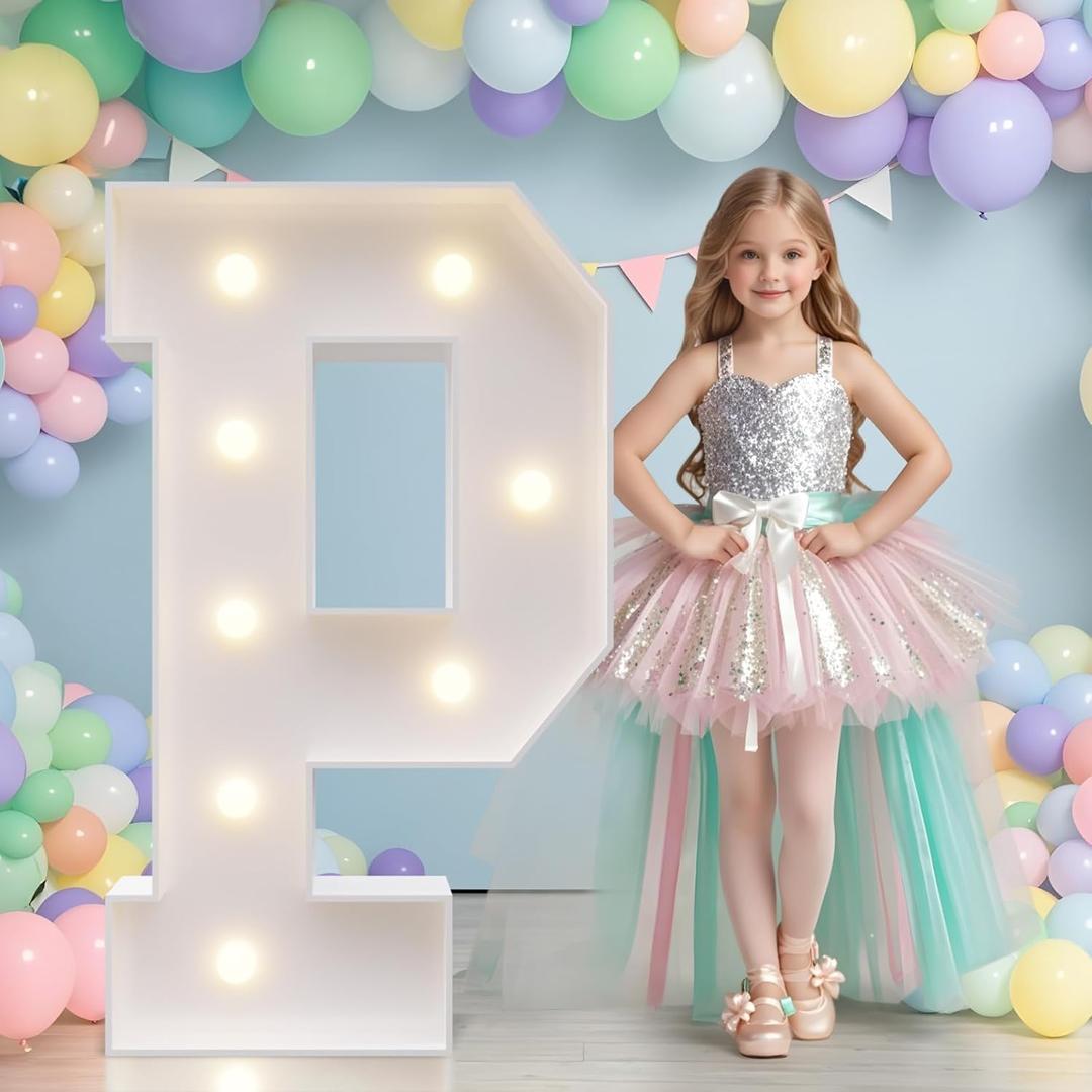 JoyMuse Marquee Letters 3 Feet Tall, Light Up Letters 3FT with Lights, Large Letters for Party, Letter P Light Up Letters for Graduation Proposal Wedding Birthday Homecoming Decorations